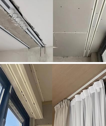 Tringle à rideau invisible réglable de 0,9 à 3 m pour cloisons de pièce et traitements de fenêtre – Design blanc élégant pour décoration de maison et de bureau