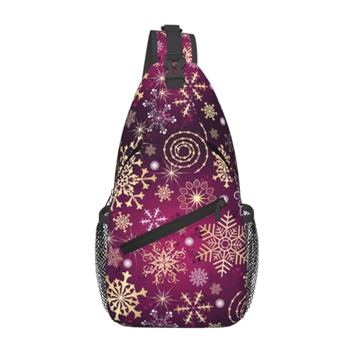 Christmas Snowflakes Crossbody Sling Bag For Women Men Adjustable Christmas Chest Bag Shoulder Bag Sling Backpack Merry Xmas Daypack For Sport Travel Hiking