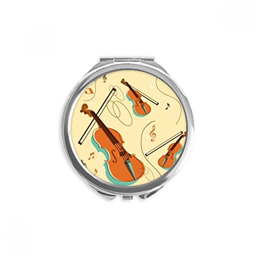 Espejo de mano portátil de violín, mini espejo redondo para maquillaje de bolsillo