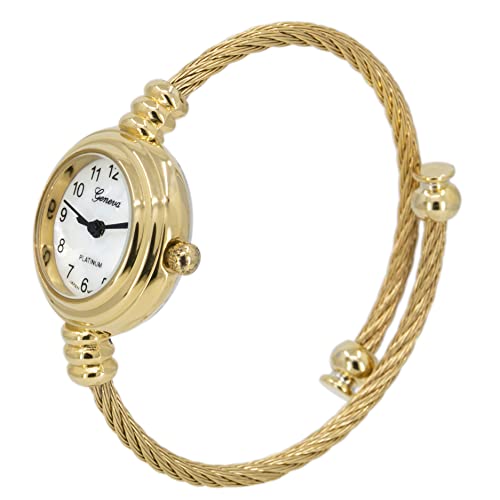 Blekon AN-6581-GLD-4 Original Elegant 23Mm Round Analog Display Watch For Women With Arabic Numerals And Cable Cuff Bangle thumb #5