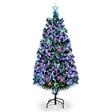 VINGLI 6ft Pre-lit Fiber Optic Christmas Tree w/Multicolor LED Lights & Top Star, Lighted...
