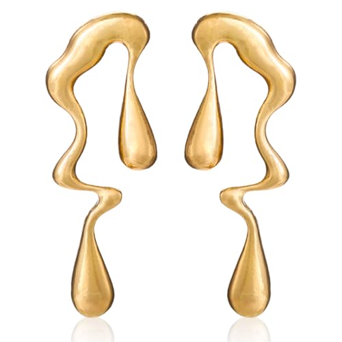Teardrop Earrings Gold Palated Earrings Large Irregular Geometric Studs Big Lightweight Waterdrop Earrings Jewelry for Women