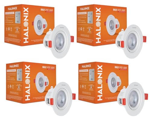 Halonix Plastic 9W 6500K Cool White Adjustable Halo Led Spot Light | Compact Design with 120° Beam Angle | Recessed Down Light for False Ceiling | Cutout - 3.3 Inch | Pack of 4 (B0CQ578Z5T) Amazon Price History, Amazon Price Tracker