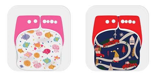 Image of Ambaby Organic Cotton Cloth Diapers - Pack of 4 | Leak-Proof & Reusable | 250ml Absorption | 2 Covers 2 Inserts 2 Boosters | Rash-Free Quick Dry