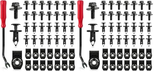 Image of Xislet 45PCS Universal Style Engine Under Cover Splash Shield Guard Body Bolts Bumper Fender Liner Push Retainer Fastener Rivet Clips Compatible with Most Brand of Vehicles (Pack of 2)