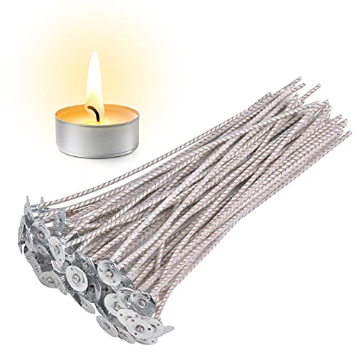 Mikihat 50 Pezzi Stoppino per Candela 15 cm Pre Cerato Stoppini di Candela Stoppino in Cotone Intrecciato Accessori Stoppini di Naturali Candela per la Produzione di Candele Fai da Te