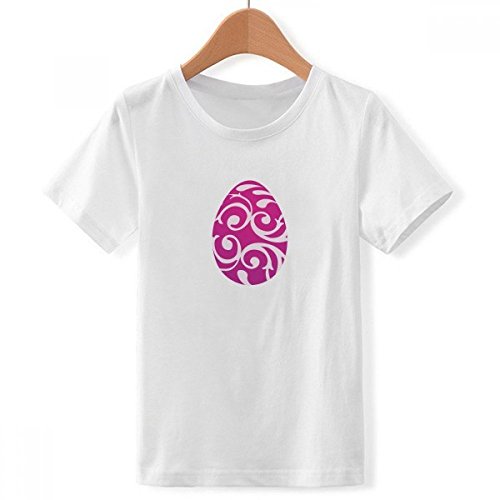 T-Shirt Blanc Garçon XX-Grand Religion Pâques : Vêtement Col Rond à Motif Œuf Pourpre