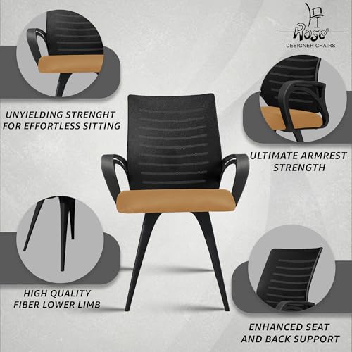 Image of ROSE Elite | 3 Years Brand Warranty | Ergonomic Office Chair, Study, WFH, Revolving, Rolling, Desk, Task, Laptop, Student Chair (Rust Seat & Black Back, Elite MB Reception)