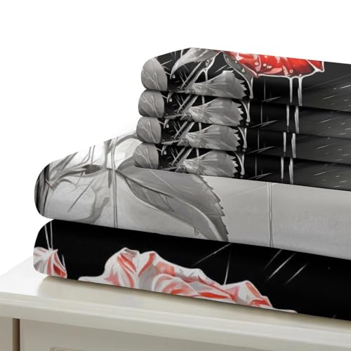 Housse de couette coquelicots rouges parure de lit 3D double 200x200 - 7
