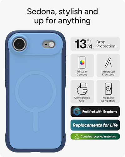 Image of ZAGG Sedona Snap Case for iPhone Air - Blue Royal Ember, Drop Protection (13ft /4m), Graphene-Reinforced Multi-Layer Protection, MagSafe Phone Case with Impact-Absorbing Bumpers, Slim & Lightweight