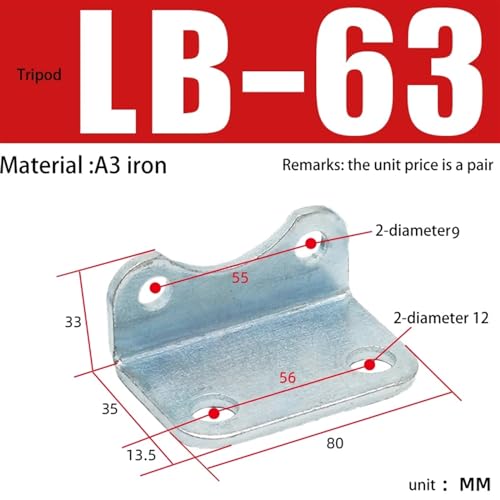 Trépied cylindrique à profil bas LB32 LB40 fixation vérin pneumatique - 5