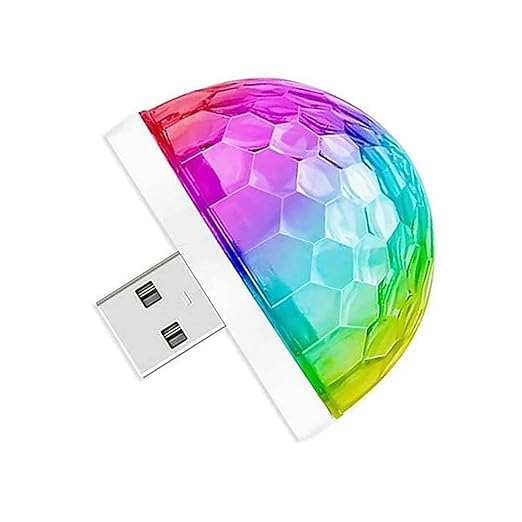OFFTROT - USB Operated Disco Projection Light Multicolor Disco Effects Round LED Light Night Light for Home Bedroom Party Room Compatible with USB Port, Laptop, USB Hub