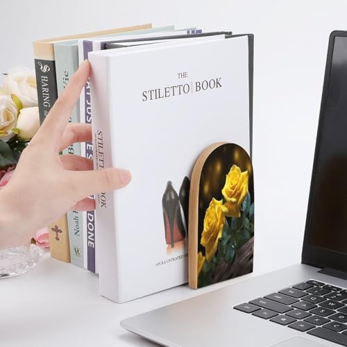 Sujetalibros de madera para estantes con tapones antideslizantes universales 7