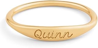 Minimalist Name Ring – 18K Gold Sterling Silver Personalized Skinny Band