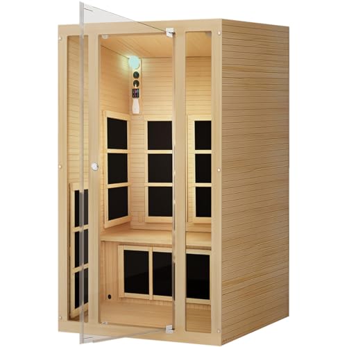 JNH Lifestyles Joyous 2-Person Home Infrared Sauna with Infra-red Light Therapy, Low EMF - Indoor Personal Luxury Spa for House and Gym