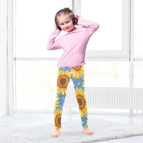 Beautiful Sunflower Girls Leggings Soft Stretch Workout Yoga Dance Pants for Kids Casual Tights4