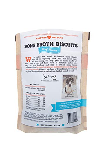 Brutus Broth Dog Biscuits | 15G Of Protein In Each Treat | All Natural Dog Treats | Made In Usa | Infused With Bone Broth, Glucosamine & Chondroitin For Healthy Joints (Beef, 2-Pack) #TOP3