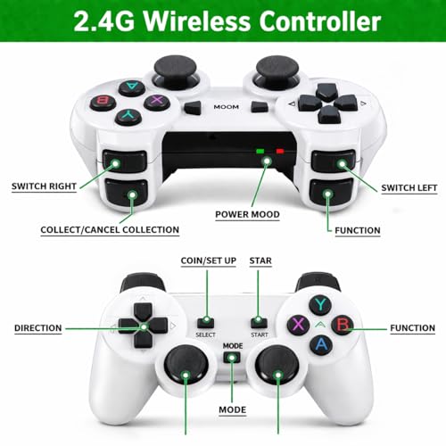 Image of Monex Stationary 4K Retro Video Game Console for TV with Dual Wireless Controllers, 20000+ Built-in Games, HDMI Plug & Play Gaming Stick, Classic Arcade Entertainment System