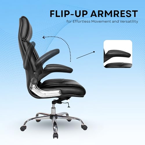 Image of Lakdi The Premium High Back Director Office Chair Ergonomic Leatherette Executive Chair with Adjustable Armrests, Comfortable Revolving Desk Chair for Office & Work from Home-111012160 RFT Black