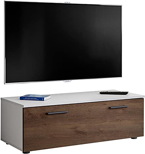 ExtremeFurniture T30-100 Meuble TV, Carcasse en Blanc Mat/Façade en Bronze Mat Cover