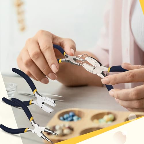 Image of Mudder 2 Pieces Jewelry Making Tool Bail Making Pliers 6 in 1 Jewelry Wire Bending Pliers for Beading Looping Shaping Wire DIY Crafts(Blue and Yellow)