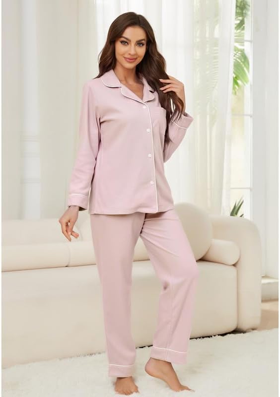 U2SKIIN Womens Button Up Pajama Sets Soft Long Sleeve Pajamas for Women Warm Flannel Knit Lounge Sets - Image 7