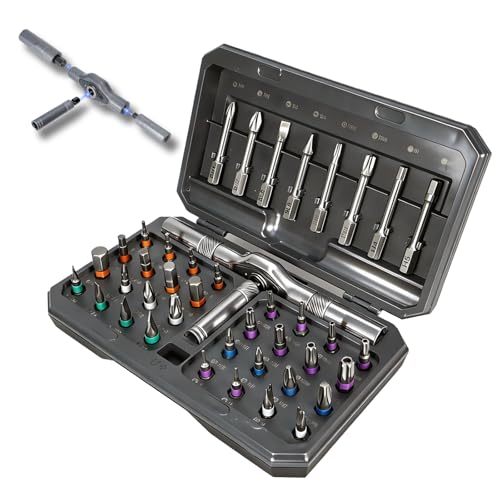 42 in 1 Magnetic Screwdriver Set, Ratchet Screwdriver, Multi Bit Ratcheting Screw Driver Set Portable Repair Tool Kit for Gifts, Furniture, Computer, Bicycle and DIY