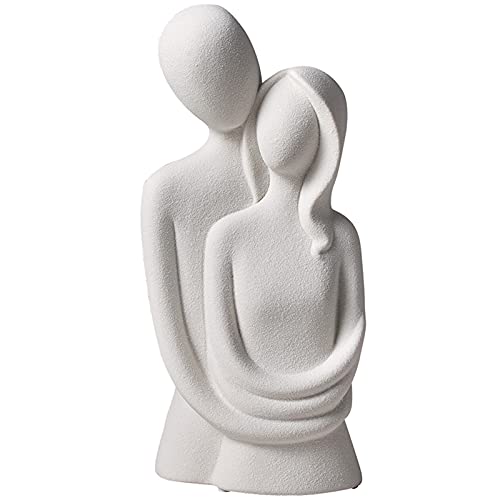 Uziqueif Moderne Skulptur Paar Deko Figur - Stilvolles Symbol Für Liebe Und Zuneigung Aus Keramik - Abstrakte Kunstverzierung - Deko Gut Als Geschenk-Idee Geeignet,Weiß,Couple Statue A