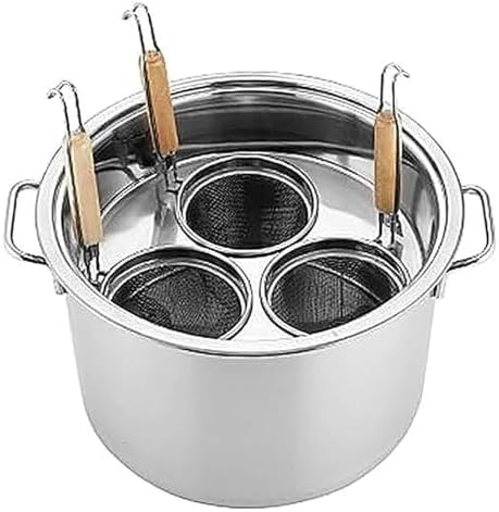 Stainless Steel Pasta Cooker Set with 3/4/5 Hole Options, Divider & Colander Strainer, Perfect for Home, Kitchen, Restaurant, Commercial Cooking (5 Hole)