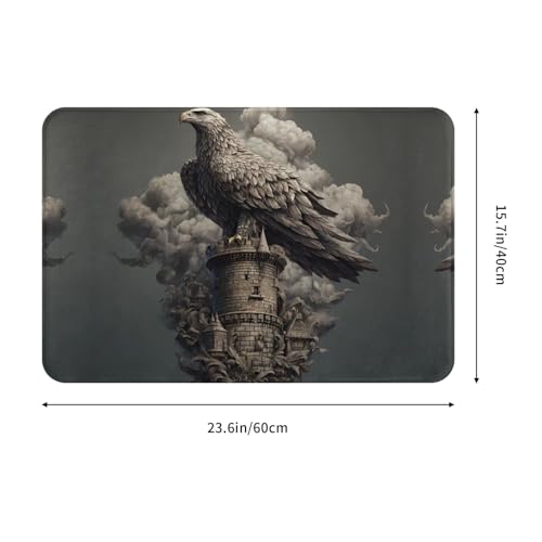 RRKDOY Anti Slip Floor mat Eagle on The Tower Picture for Indoor and Outdoor Door mats, Suitable for Bedroom and Bathroom entrances 16x24in - Image 2