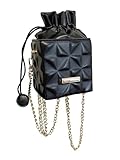 Milumia Women's Embossed Pu Leather Mini Bucket Bag Drawstring Chain Crossbody Shoulder Bags Black One Size