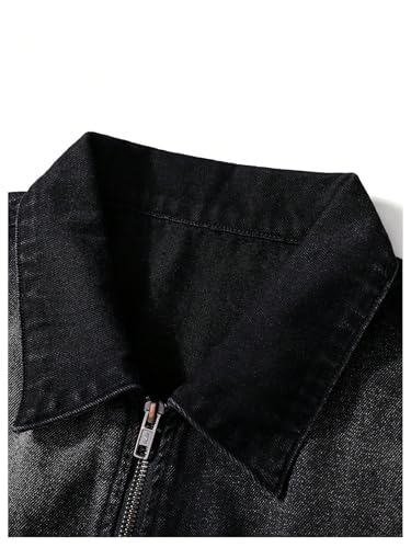 Men's Vintage Raw Hem Denim Vest Zip Up Sleeveless Collared Neck Jean Jacket Streetwear3