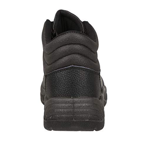 Iron Mountain Unisex-Arbeitssicherheitsstiefel S3 SRC, Leder mit Stahlkappe und Stahlzwischensohle, Chukka-Arbeitsstiefel, rutschfest, antistatisch, robuste Arbeitsstiefel, Schwarz, EU 45