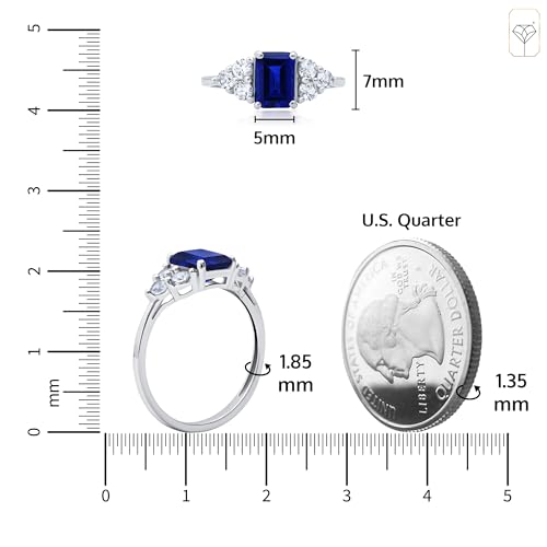 MAX + STONE 10k Gold Gemstone Rings for Women | Emerald Cut Birthstone Ring Anniversary Ring | Anti Tarnishing Cocktail Ring with Gift Box in Size 5 to 94