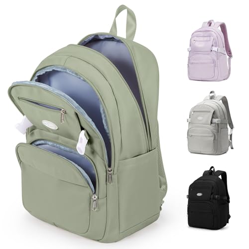 Lightweight Backpack for College & High School Backpack With Lots of Pockets Cute School Bag for Girls Boys, Large Capacity Bookbag for Women Men, Waterproof Teens Casual Daypack Backpack(Green)