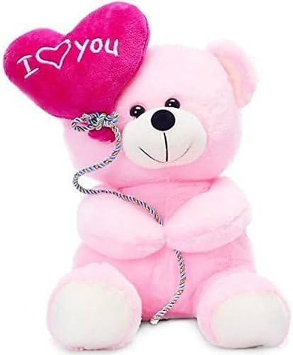 I Love You Balloon Heart Teddy Bear/Gift for Valentine Day Gift Someone Special, Home Decoration, Toy for Kids etc 30cm Pink