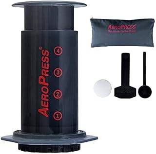 AeroPress Coffee Maker with Tote Bag, Phthalates & BPA Free, Black, 1-3 Cups Per Press