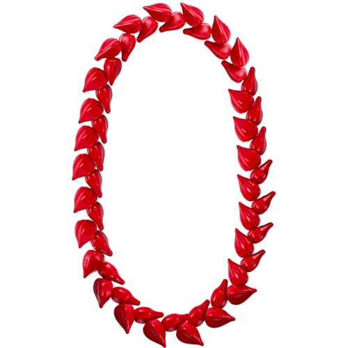 Daifunli Ula Fala Samoan Necklace Artificial Samoan Necklace Ula Fala Chief Lei Polynesia Traditional Wrestling Favor for Women Men(Red,47 Inches)