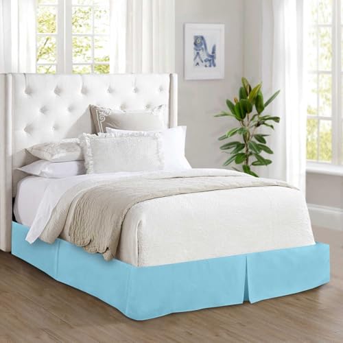 Elegant Comfort 1500 Premier Wrinkle & Fade Resistant Hotel Quality Bed Skirt/Dust Ruffle - Pleated Tailored 14inch Drop, Queen, Aqua