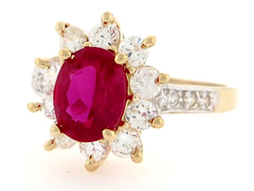 10K Solid Gold Simulated Ruby July Birthstone Cz Ring (Style# 2347) - Size 9 #TOP2