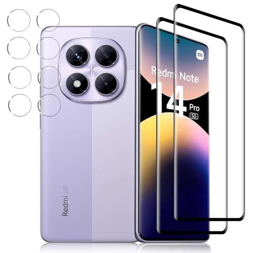 Redmi Note 14 Pro 5G ガラスフィルム + Redmi note 14 pro カメラフィルム【旭硝子日本製】redmi Note 14 Pro フィルム 指紋認証対応 硬度9H 耐衝撃 スクラッチ防止 自動吸着 露出オーバー防止 気泡ゼ