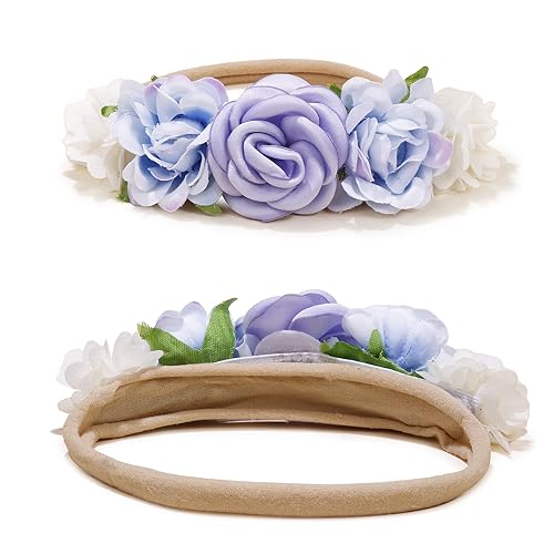 3pcs Hair Bows Baby Headbands for Girls, Flower Headband Elastic Nylon Hair Bands Set Bow Hair Accessories Gifts for Toddles Infant2