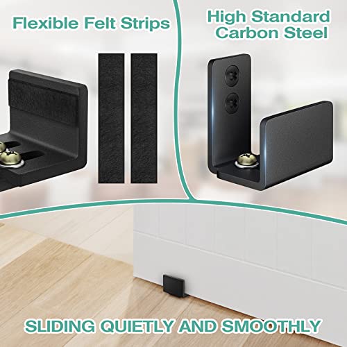 Sliding Barn Door Floor Guides - Adjustable Barn Door Hardware Kits U Brackets Flush Bottom Pocket Door Guide Floor-Mounted Wall-Mounted Black (2 Packs Black) #TOP4