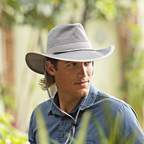 Panama Jack Mesh Crown Safari Sun Hat, 3" Brim, Adjustable Chin Cord, Upf (Spf) 50+ Sun Protection (Fossil, Large) #TOP7