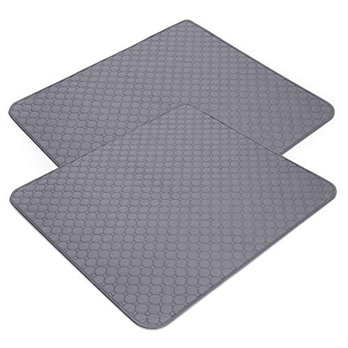 rabbitgoo Washable Pee Pads for Dogs 35'' x 32', Waterproof Large Potty Training Pad Super Absorbent Non-Slip Puppy Pads Suitable for Dogs and Cats, 2 Pack, Grey
