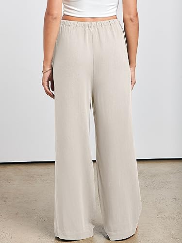 ANRABESS Womens Linen Palazzo Pants Summer Flowy Wide Leg Drawstring Casual Trousers with Pockets Beach Vacation Outfits4