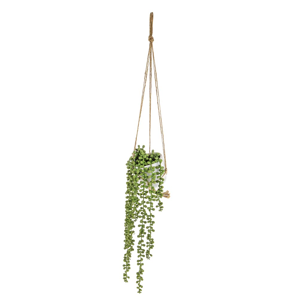 Hanging String Of Pearl or Senecio Artificial Houseplant in a Pot 43cm/17 Inches