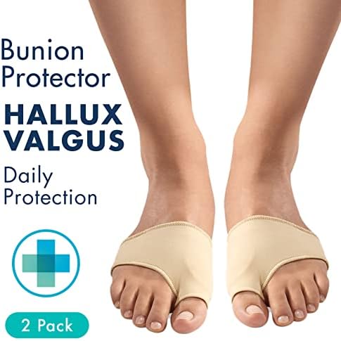 Bunion Corrector Sleeve with Gel Pad - 2-Pack Elastic Bootie Guard, Shield, Cushion - Hallux Valgus Pain Relief Shoe Friction Protector - for Men and Women, One Size Fits All
