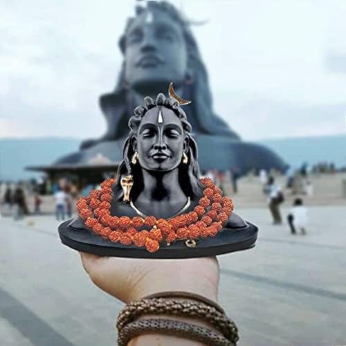 JD FRESH 4.5 Inch Adiyogi Statue with Rudraksh Mala/Resin Car Dashboard Idols/Lord Shiva for Pooja/Shivratri Gift/Decor/Shiv Murti/Mahadev Statues/Dec