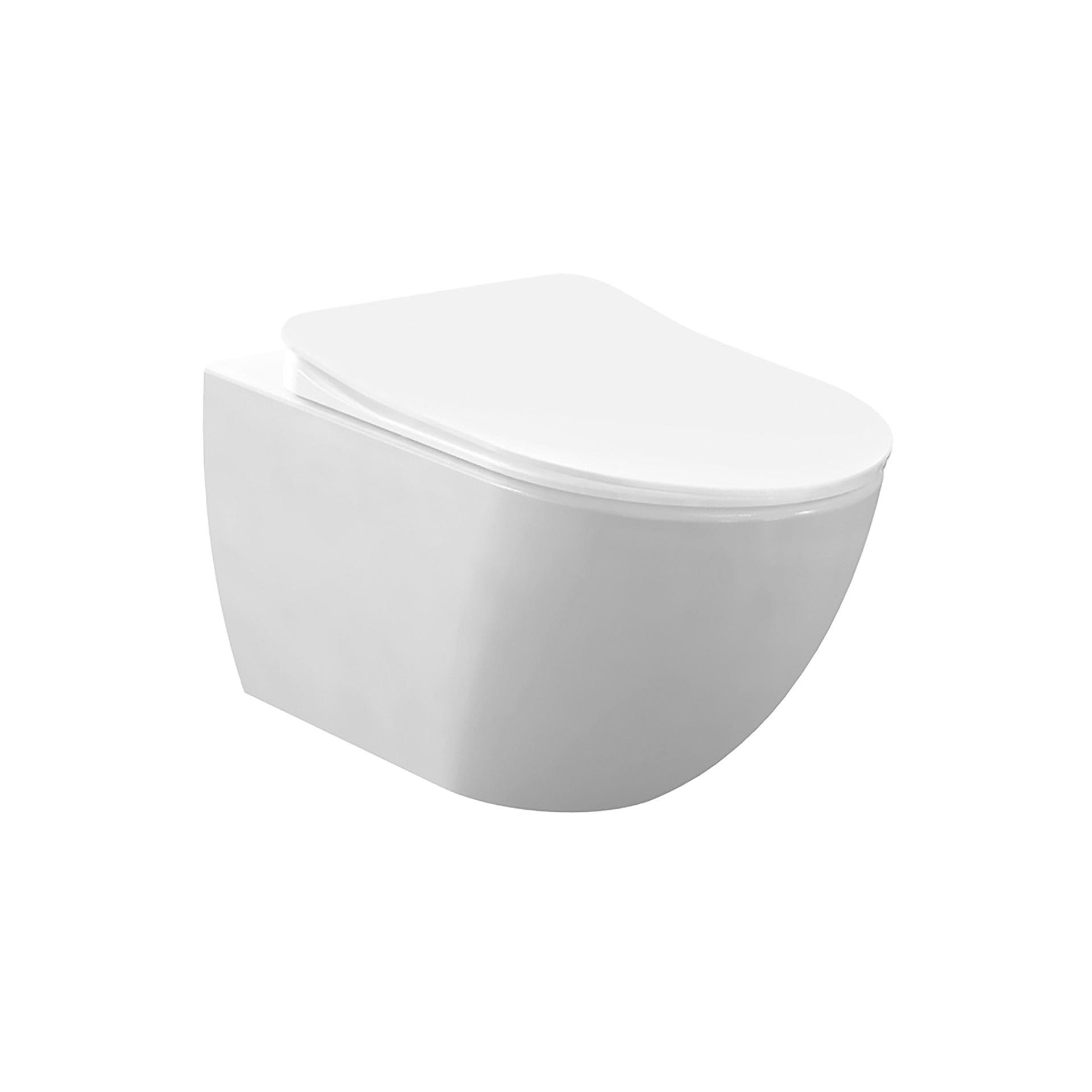 Creavit Juego de inodoro colgante de cerámica blanca con asiento de cierre suave y elemento de pared empotrable, cisterna de 3/6 L, juego completo